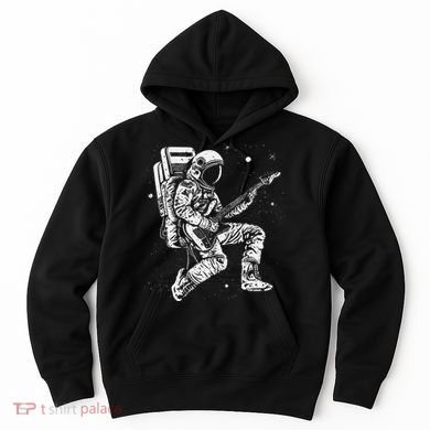 retro Astronaut playing electric guitar in space Hoodie
