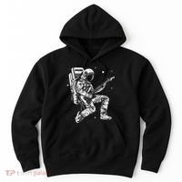 retro Astronaut playing electric guitar in space Hoodie thumb 0