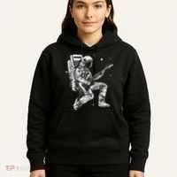retro Astronaut playing electric guitar in space Hoodie thumb 5