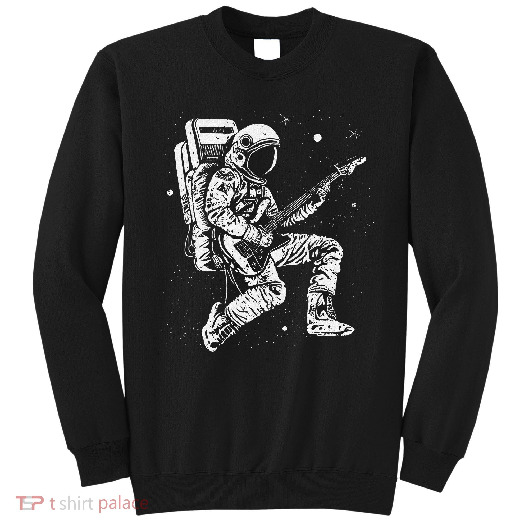 retro Astronaut playing electric guitar in space Sweatshirt