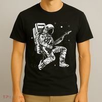 retro Astronaut playing electric guitar in space T-Shirt thumb 3