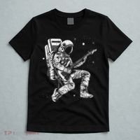 retro Astronaut playing electric guitar in space T-Shirt thumb 5