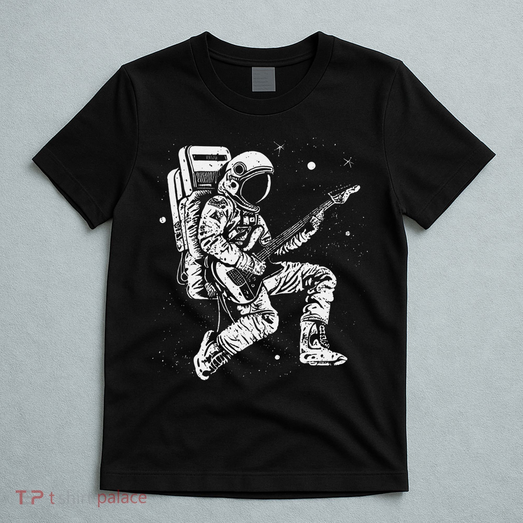 retro Astronaut playing electric guitar in space T-Shirt