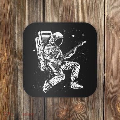 retro Astronaut playing electric guitar in space Coaster