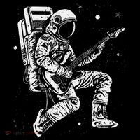 retro Astronaut playing electric guitar in space Women's Hoodie thumb 2