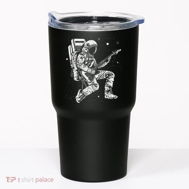 retro Astronaut playing electric guitar in space Tumbler