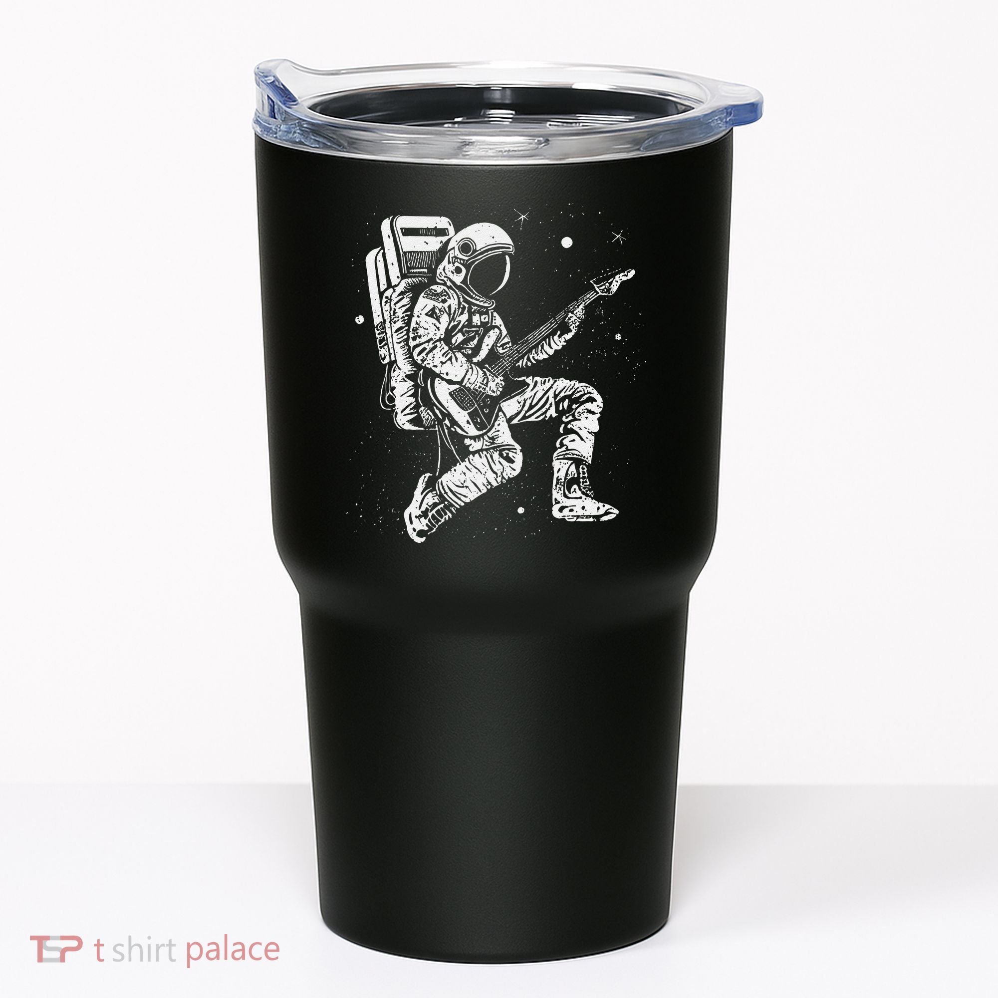 retro Astronaut playing electric guitar in space Tumbler