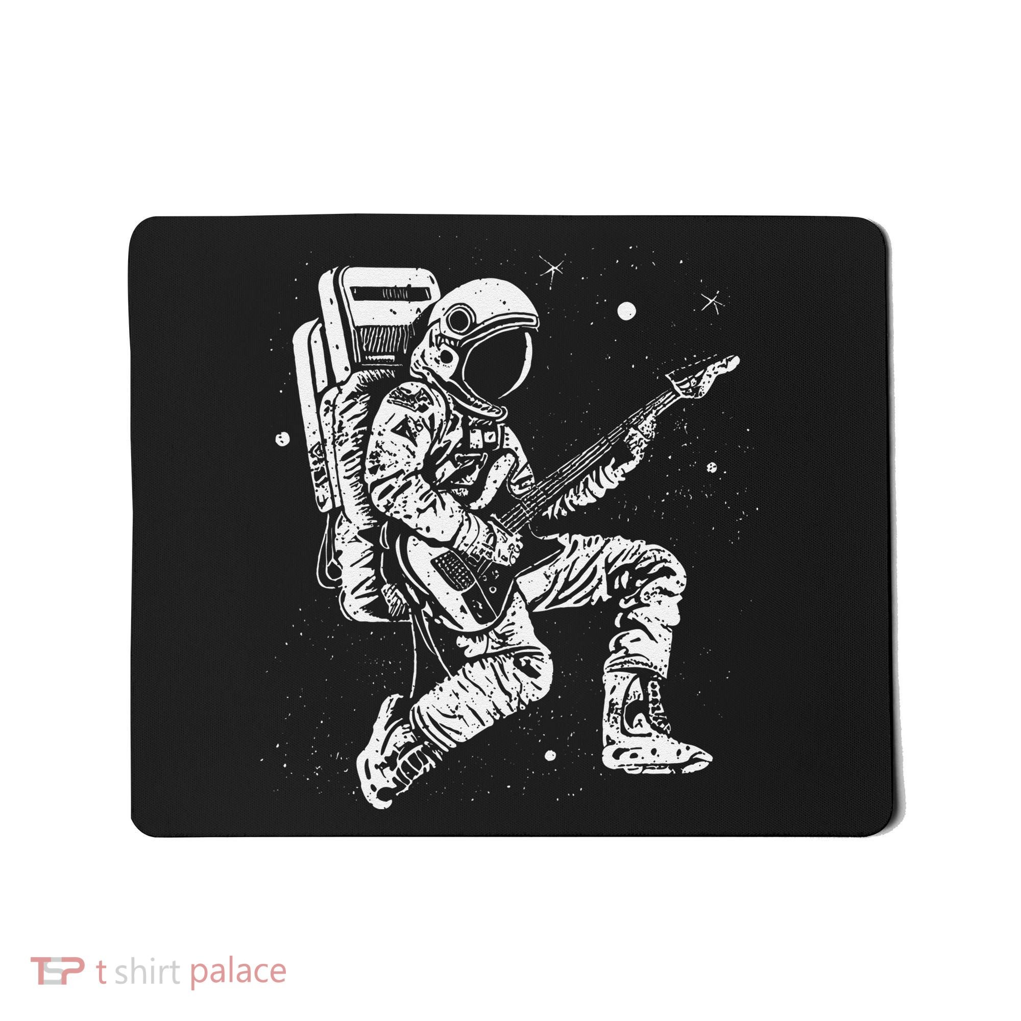 retro Astronaut playing electric guitar in space Mousepad