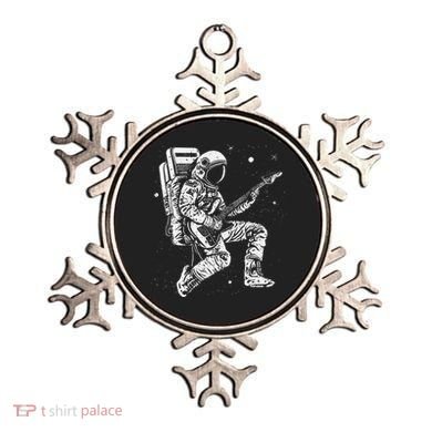 retro Astronaut playing electric guitar in space Ornament
