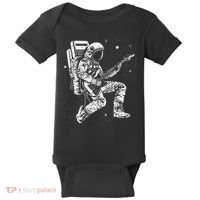 retro Astronaut playing electric guitar in space Baby Bodysuit thumb 0