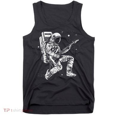 retro Astronaut playing electric guitar in space Tank Top