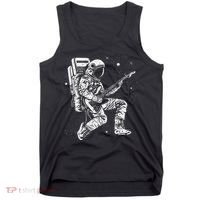 retro Astronaut playing electric guitar in space Tank Top thumb 0
