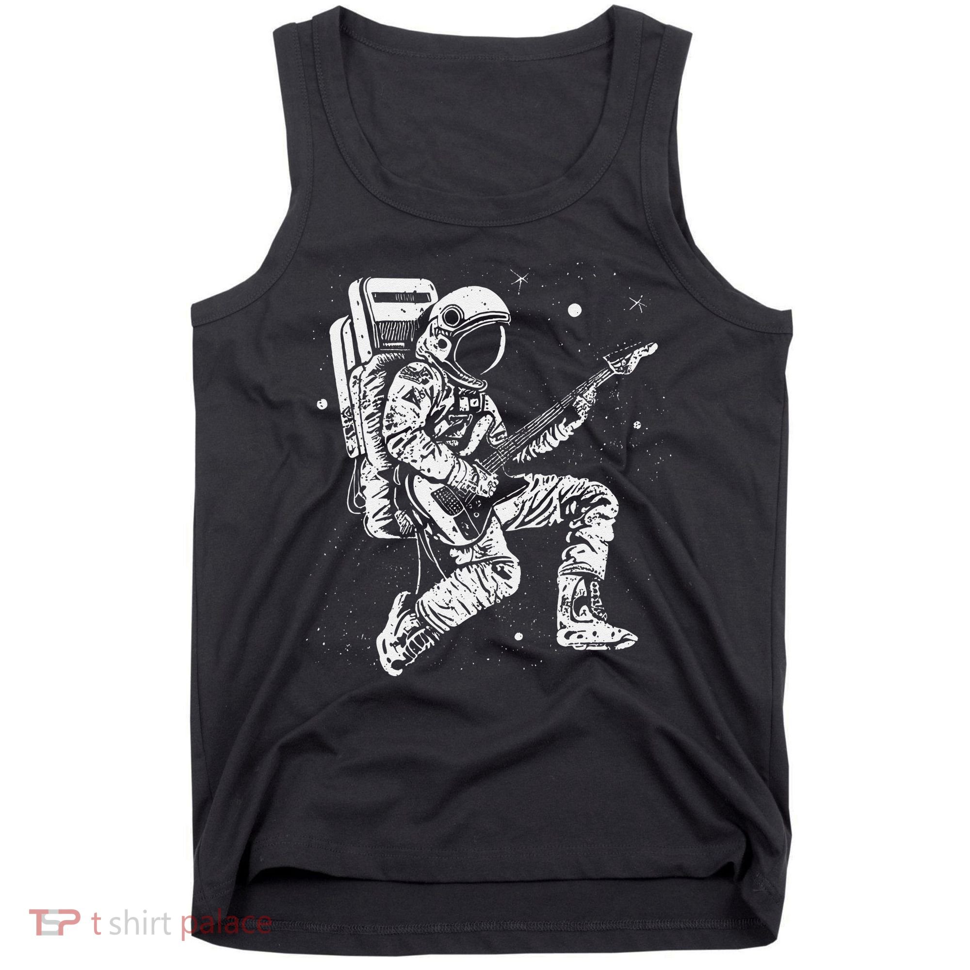 retro Astronaut playing electric guitar in space Tank Top