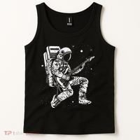retro Astronaut playing electric guitar in space Tank Top thumb 2