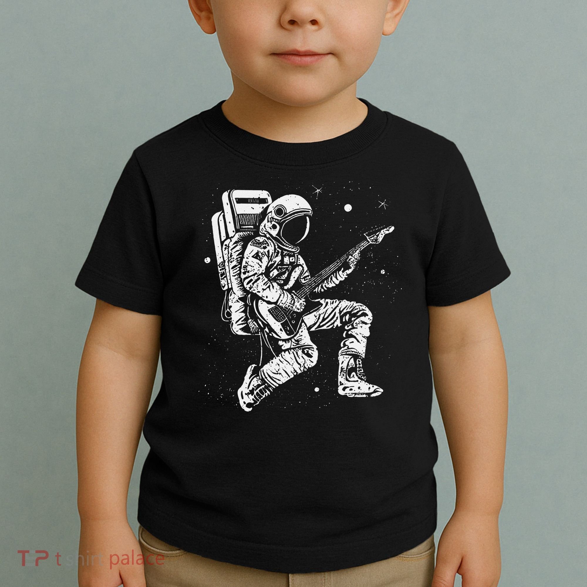 retro Astronaut playing electric guitar in space Toddler T-Shirt