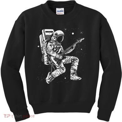 retro Astronaut playing electric guitar in space Kids Sweatshirt