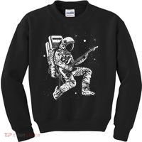 retro Astronaut playing electric guitar in space Kids Sweatshirt thumb 0
