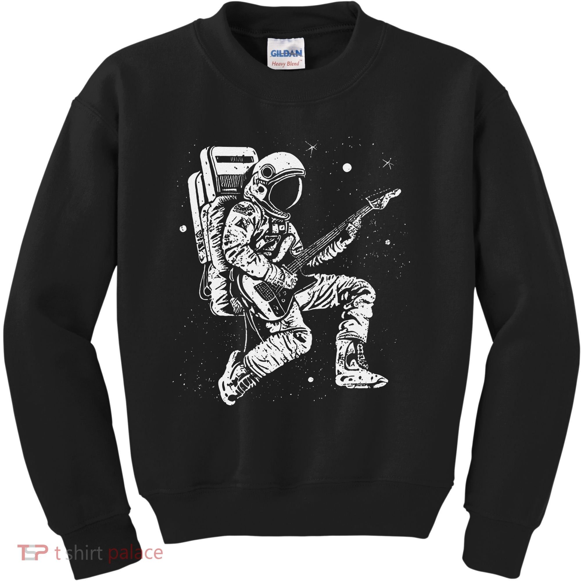 retro Astronaut playing electric guitar in space Kids Sweatshirt