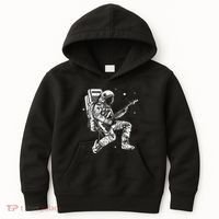retro Astronaut playing electric guitar in space Kids Hoodie thumb 0
