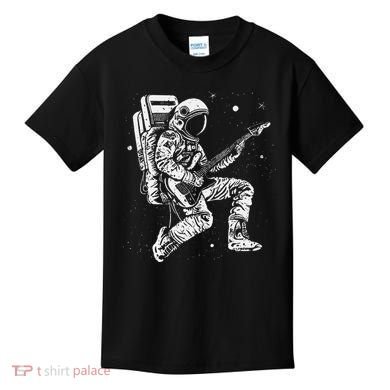 retro Astronaut playing electric guitar in space Kids T-Shirt