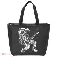 retro Astronaut playing electric guitar in space Tote Bag thumb 0