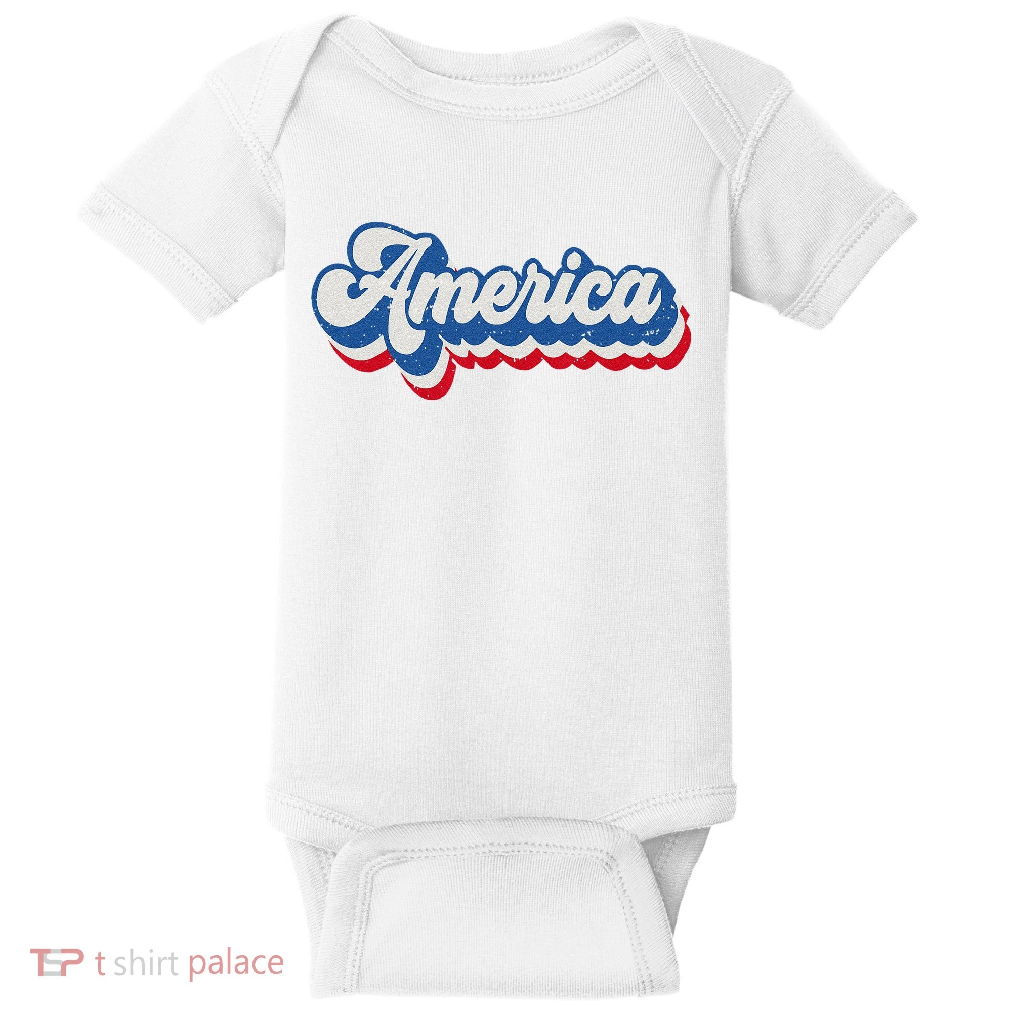 Retro America Patriotic USA 4th of July Baby Bodysuit
