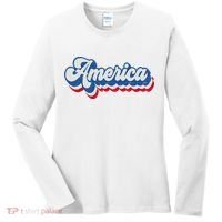 Retro America Patriotic USA 4th of July Women's Long Sleeve Shirt thumb 0