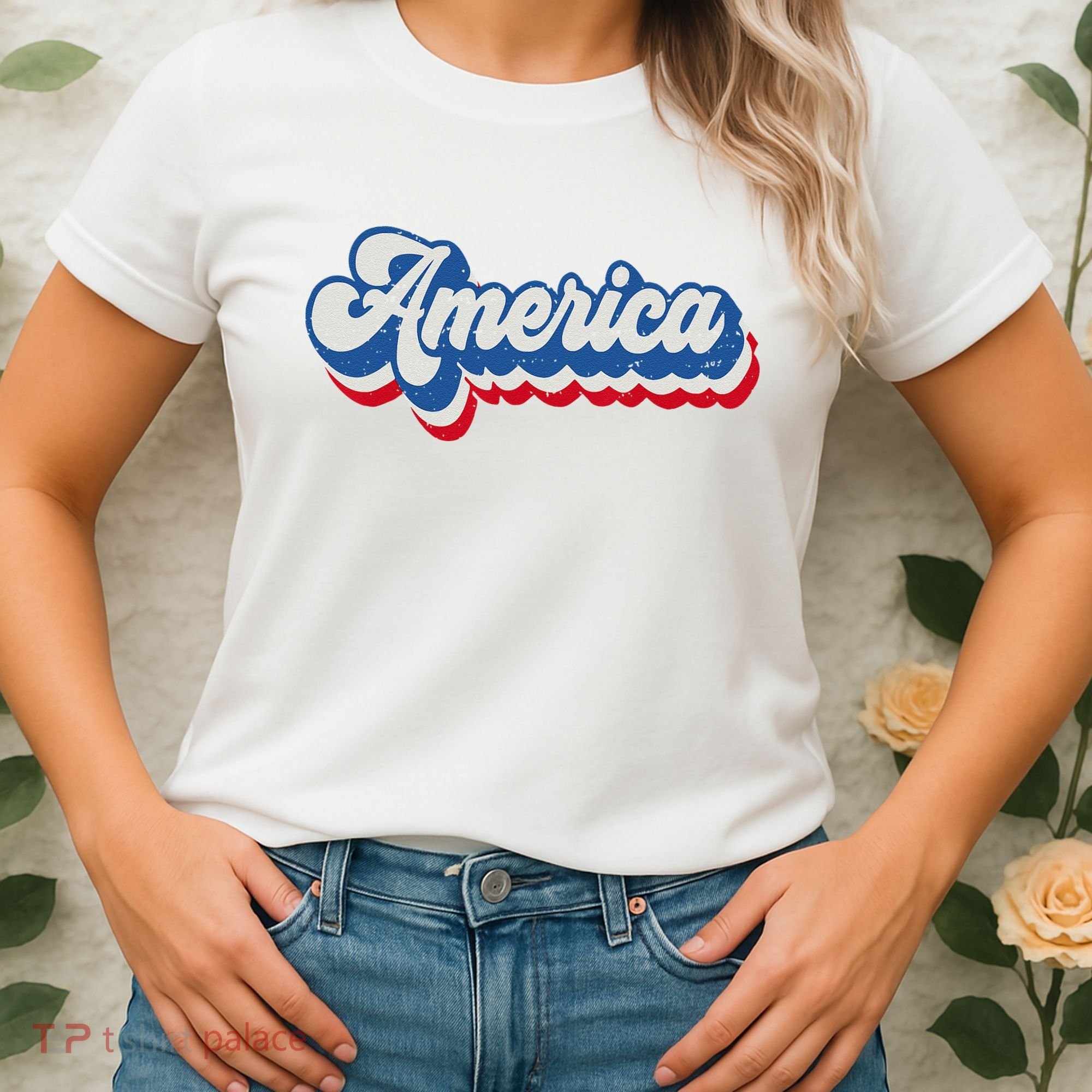 Retro America Patriotic USA 4th of July Women's T-Shirt
