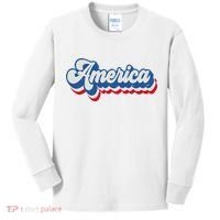 Retro America Patriotic USA 4th of July Kids Long Sleeve Shirt thumb 0