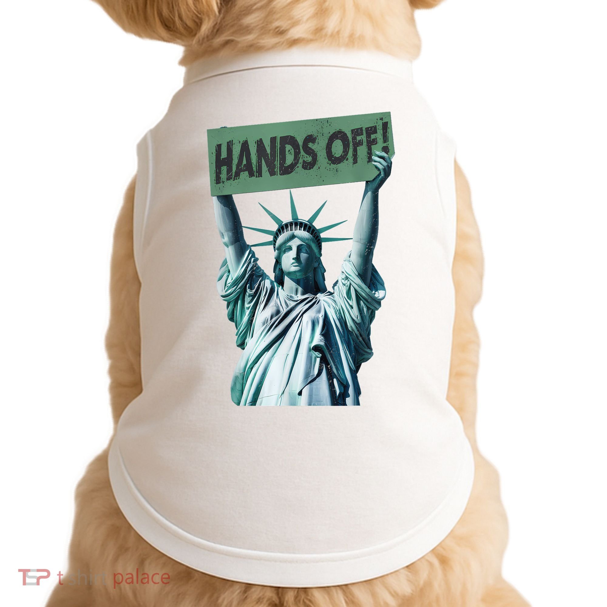 Resist And Protest  Hands Off Statue Of Liberty Doggie Tank