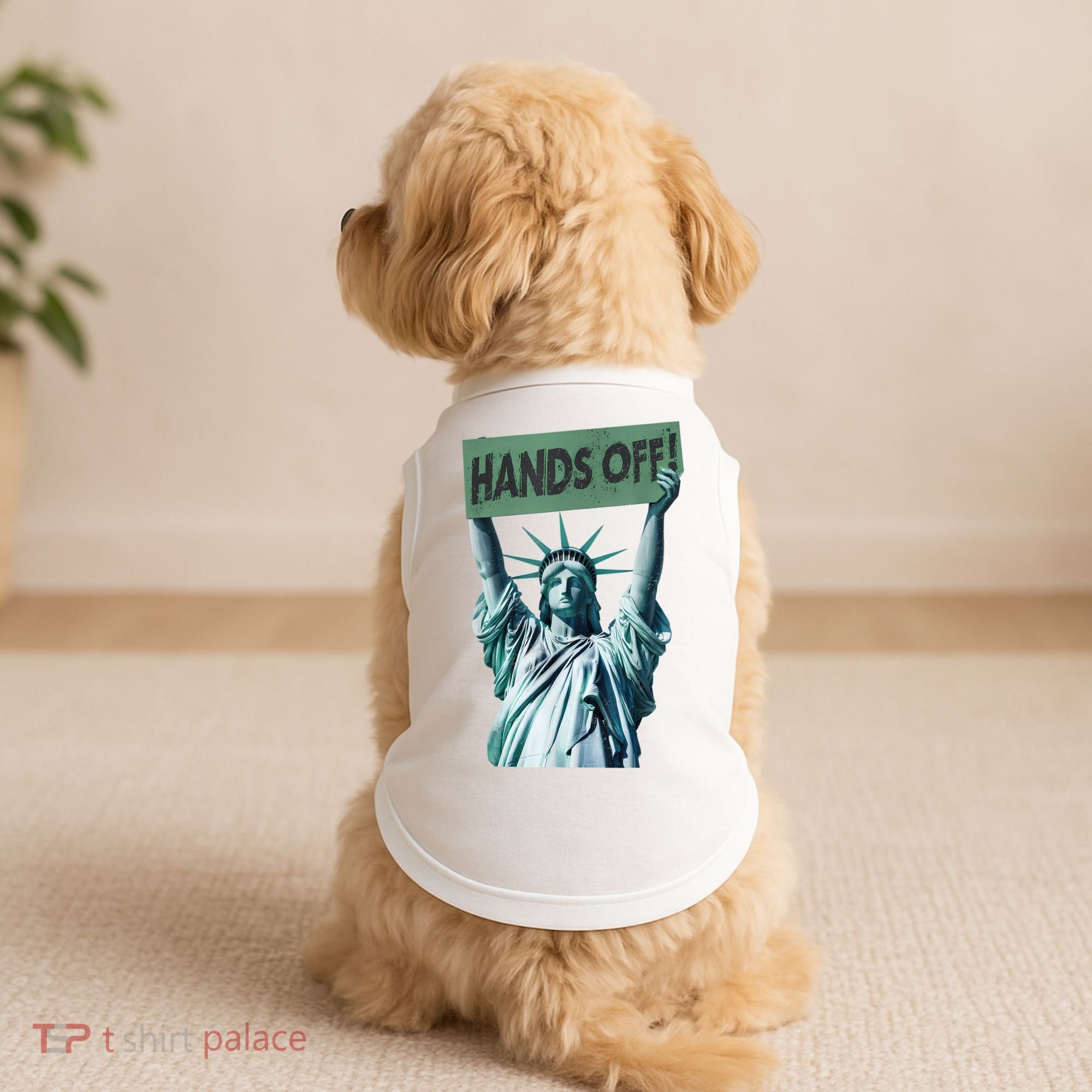 Resist And Protest  Hands Off Statue Of Liberty Doggie Tank