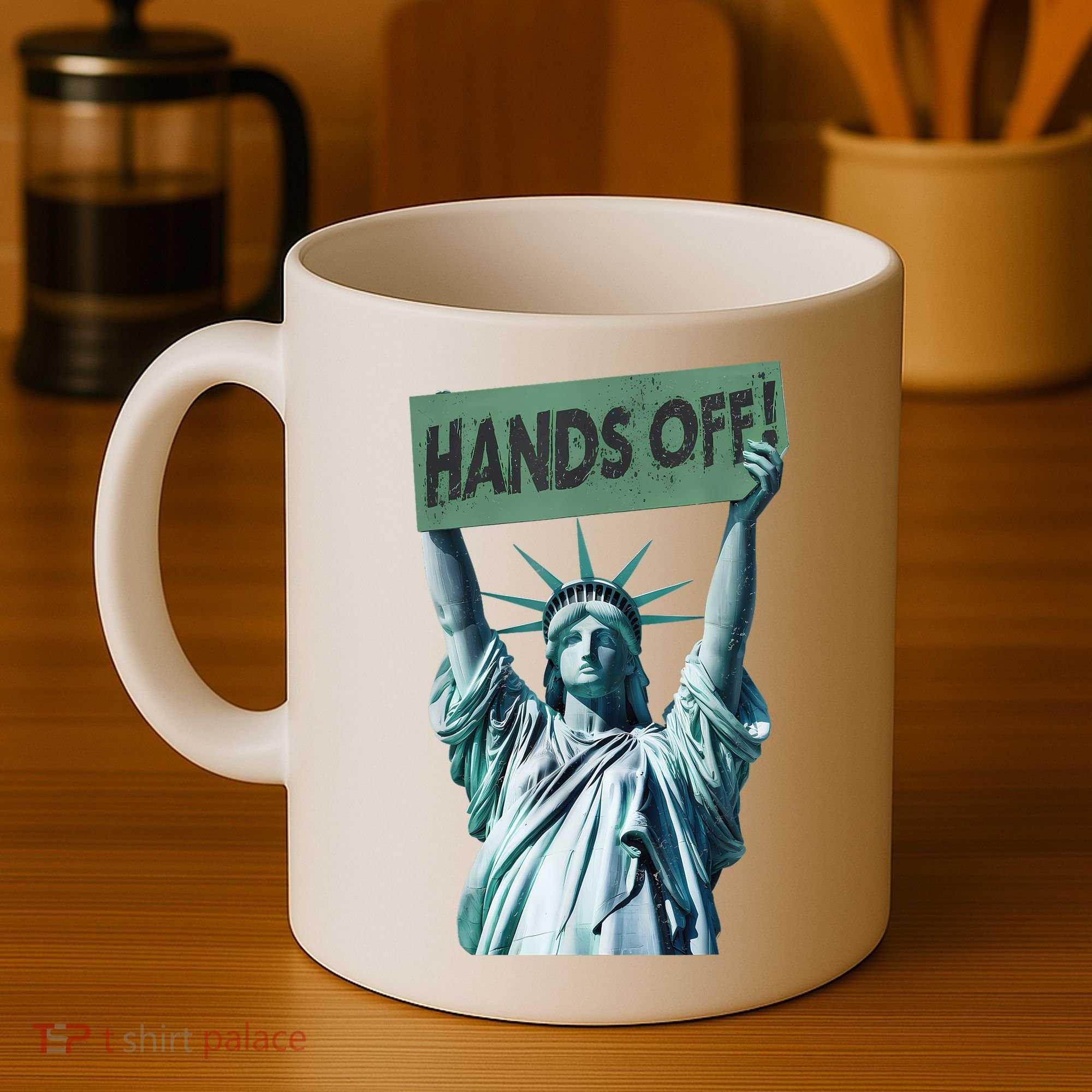 Resist And Protest  Hands Off Statue Of Liberty Coffee Mug