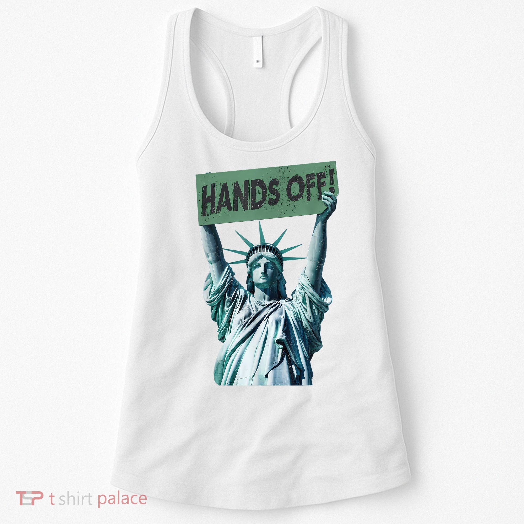 Resist And Protest  Hands Off Statue Of Liberty Women's Tank Top