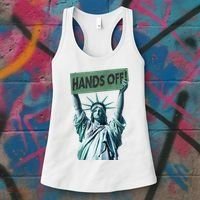 Resist And Protest  Hands Off Statue Of Liberty Women's Tank Top thumb 3