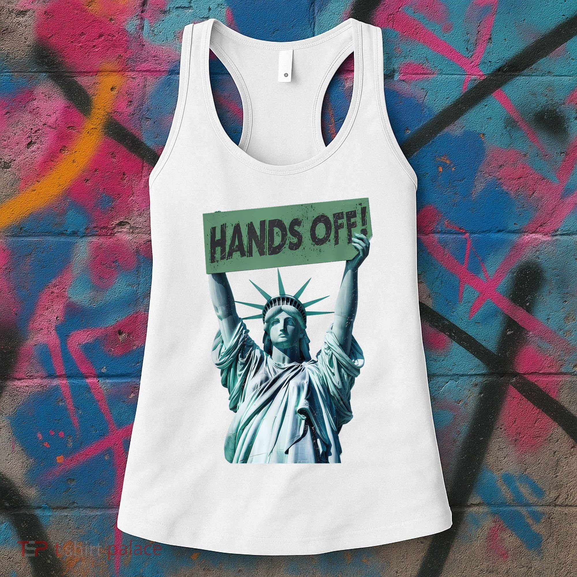 Resist And Protest  Hands Off Statue Of Liberty Women's Tank Top