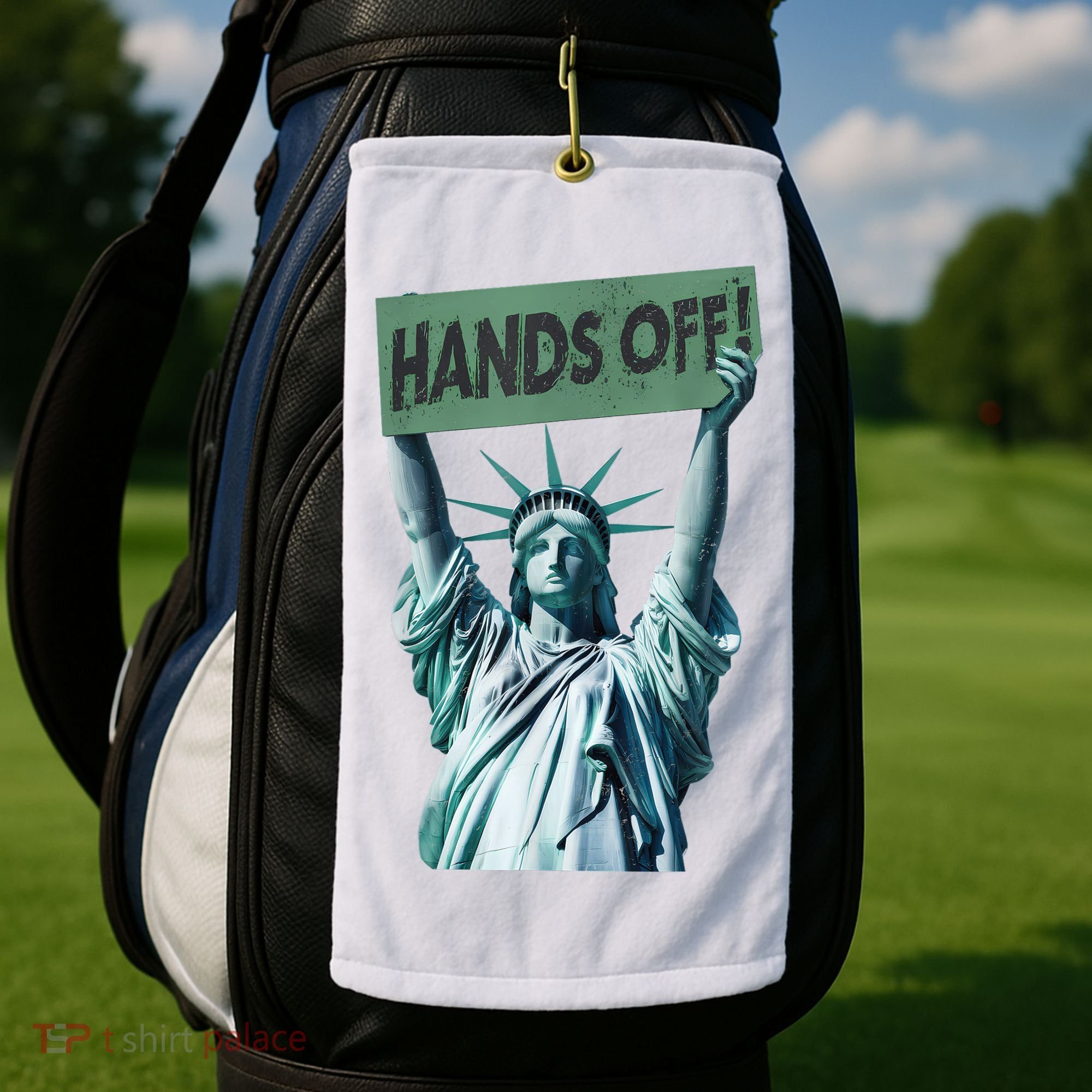 Resist And Protest  Hands Off Statue Of Liberty Golf Towel