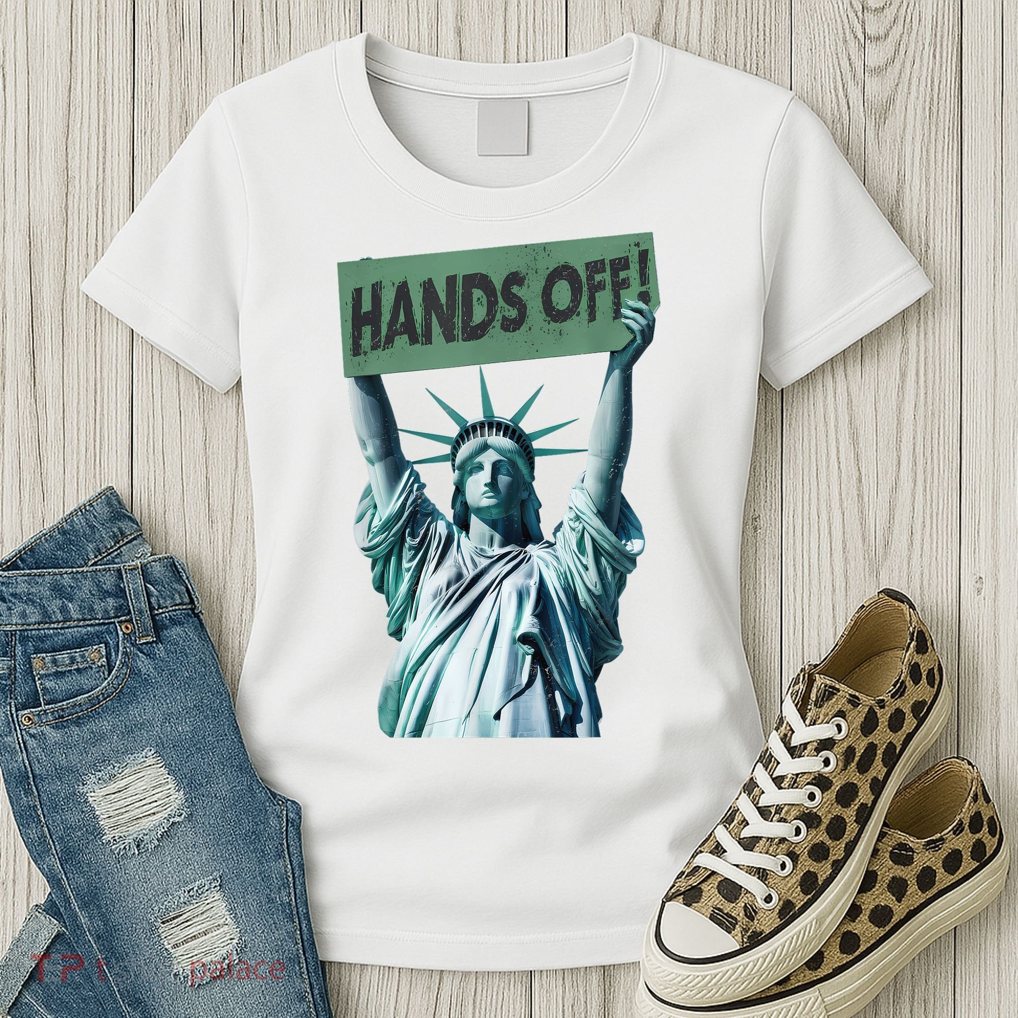Resist And Protest  Hands Off Statue Of Liberty Women's T-Shirt
