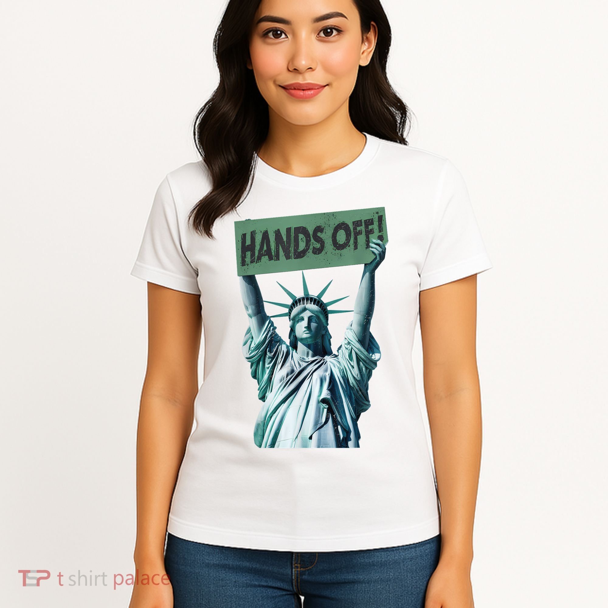 Resist And Protest  Hands Off Statue Of Liberty Women's T-Shirt