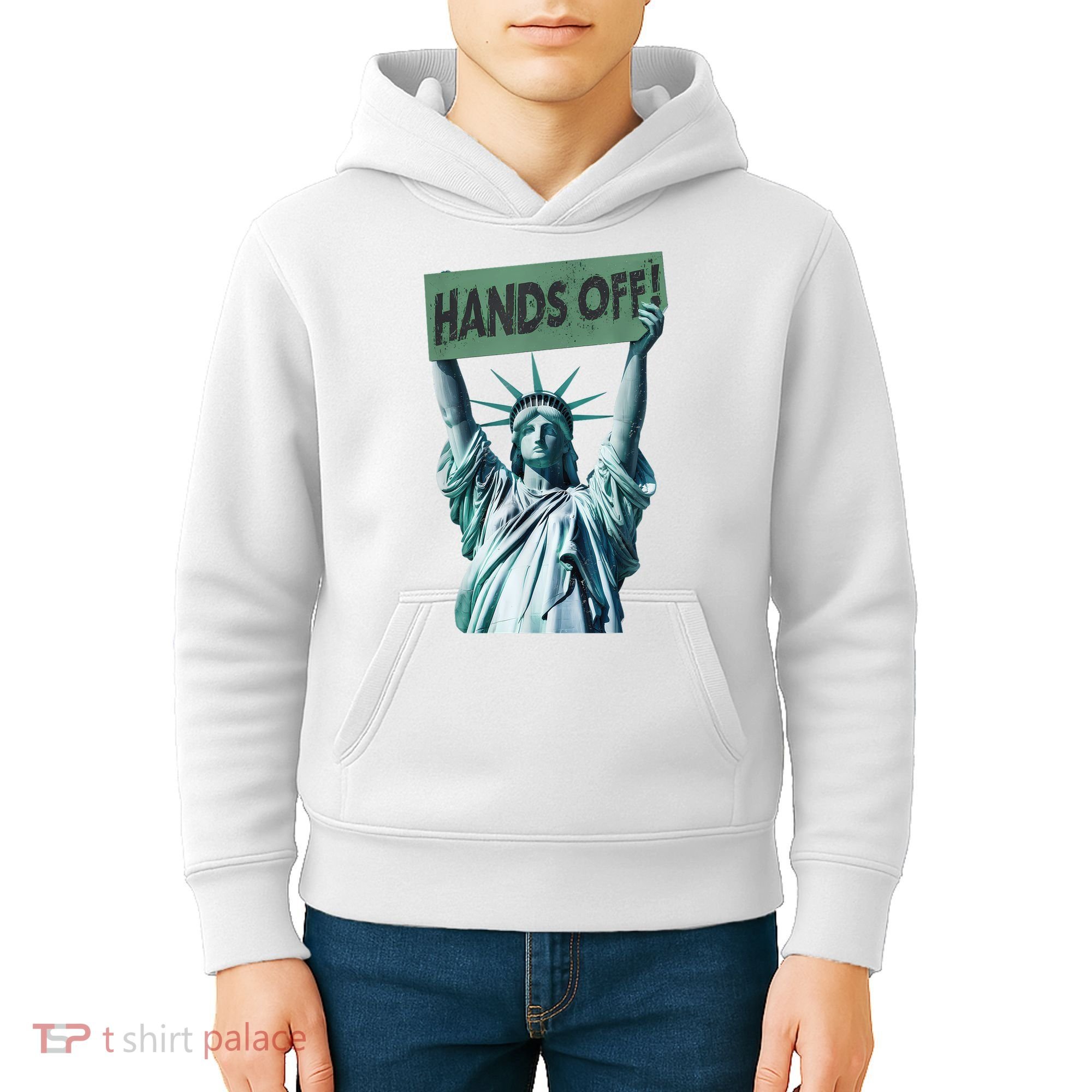 Resist And Protest  Hands Off Statue Of Liberty Kids Hoodie