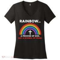 Rainbow A Promise Of God Not A Symbol Of Pride Women's V-Neck T-Shirt thumb 0