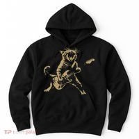 Rock And Roll Guitar Cat Funny Rockstar Cat Playing Guitar Hoodie thumb 0