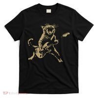 Rock And Roll Guitar Cat Funny Rockstar Cat Playing Guitar T-Shirt thumb 0