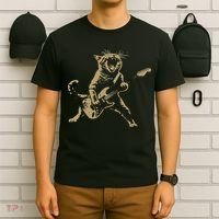 Rock And Roll Guitar Cat Funny Rockstar Cat Playing Guitar T-Shirt thumb 6