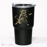 Rock And Roll Guitar Cat Funny Rockstar Cat Playing Guitar Tumbler thumb 0