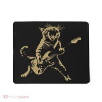 Rock And Roll Guitar Cat Funny Rockstar Cat Playing Guitar Mousepad thumb 0