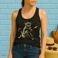 Rock And Roll Guitar Cat Funny Rockstar Cat Playing Guitar Women's Tank Top thumb 2