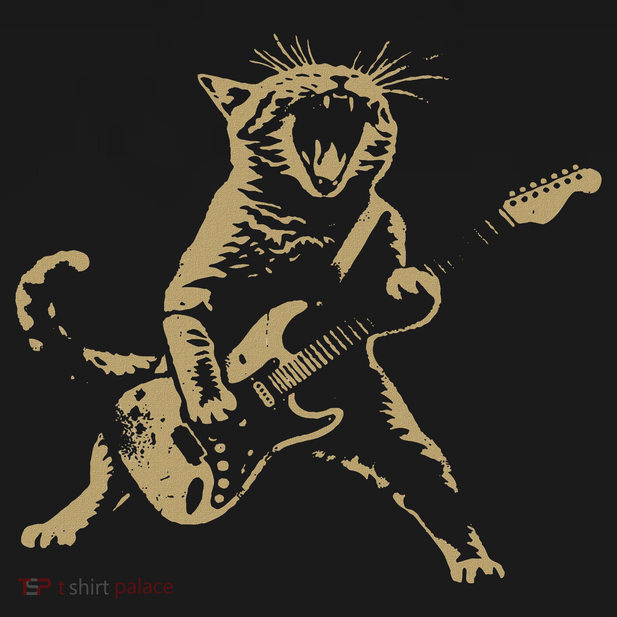 Rock And Roll Guitar Cat Funny Rockstar Cat Playing Guitar Women's Tank Top