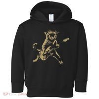 Rock And Roll Guitar Cat Funny Rockstar Cat Playing Guitar Toddler Hoodie thumb 0
