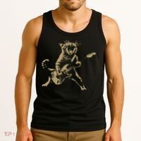 Rock And Roll Guitar Cat Funny Rockstar Cat Playing Guitar Tank Top thumb 3