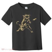 Rock And Roll Guitar Cat Funny Rockstar Cat Playing Guitar Toddler T-Shirt thumb 0